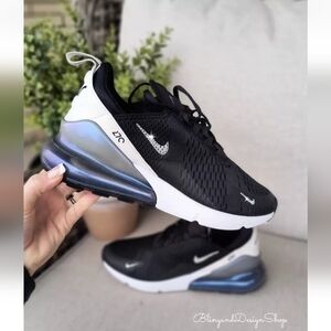 Swarovski Nike Air Max 270 Black Sneakers made with Crystals Women's Shoes